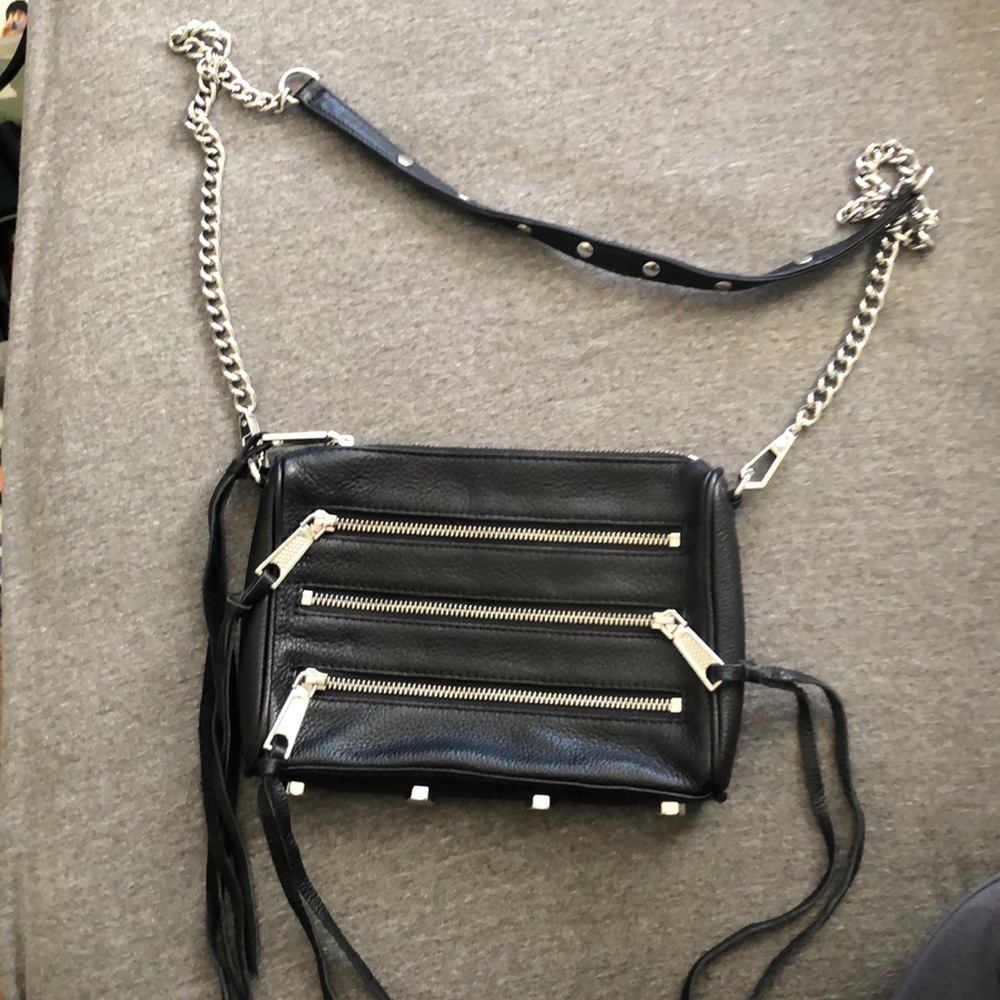 Rebecca Minkoff black leather, chai strap